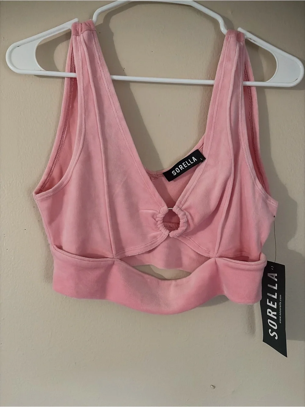 Sorella Pink Halter Crop Camisole with Ring Detail